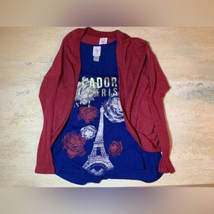 Self Esteem Cardigan&Tank Set EUC